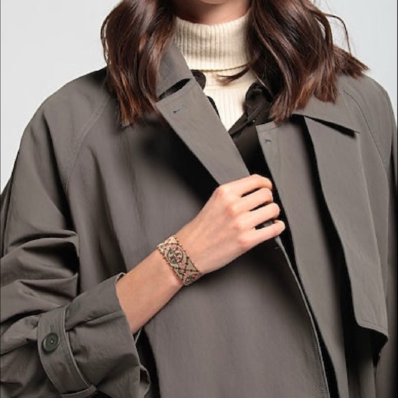 NWT Authentic Tory Burch T-Monogram Logo & Floral Embroidery Slider Bracelet - Picture 5 of 10